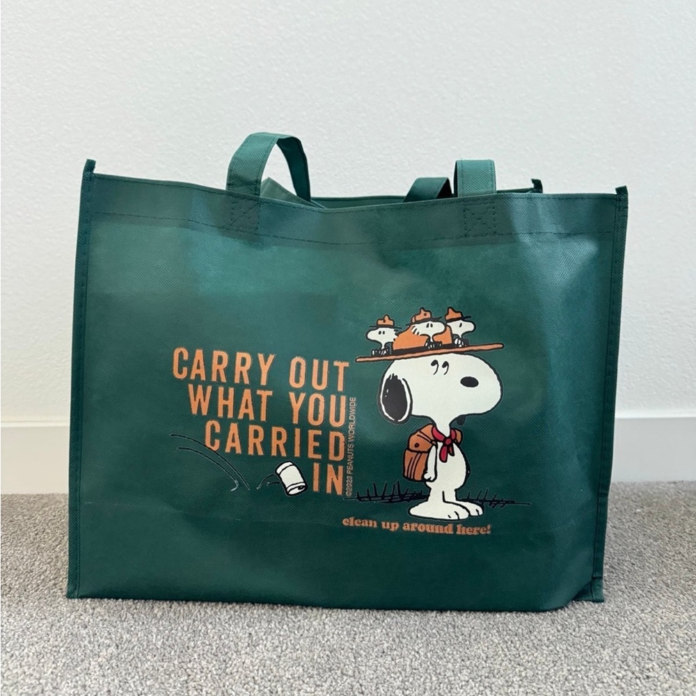 Snoopy green tote bag Charlie Brown tote